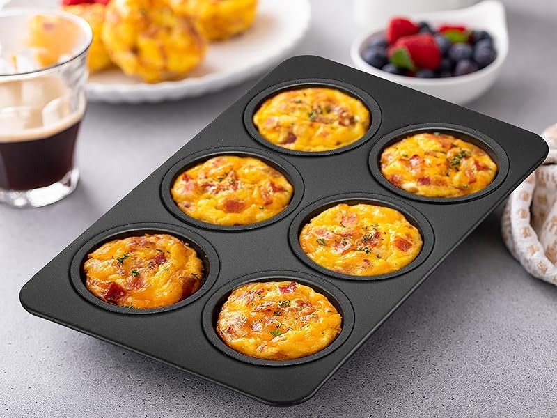 6-Cup Muffin Pan | Non Stick Bakeware for Muffins, Cakes, Mini Pies