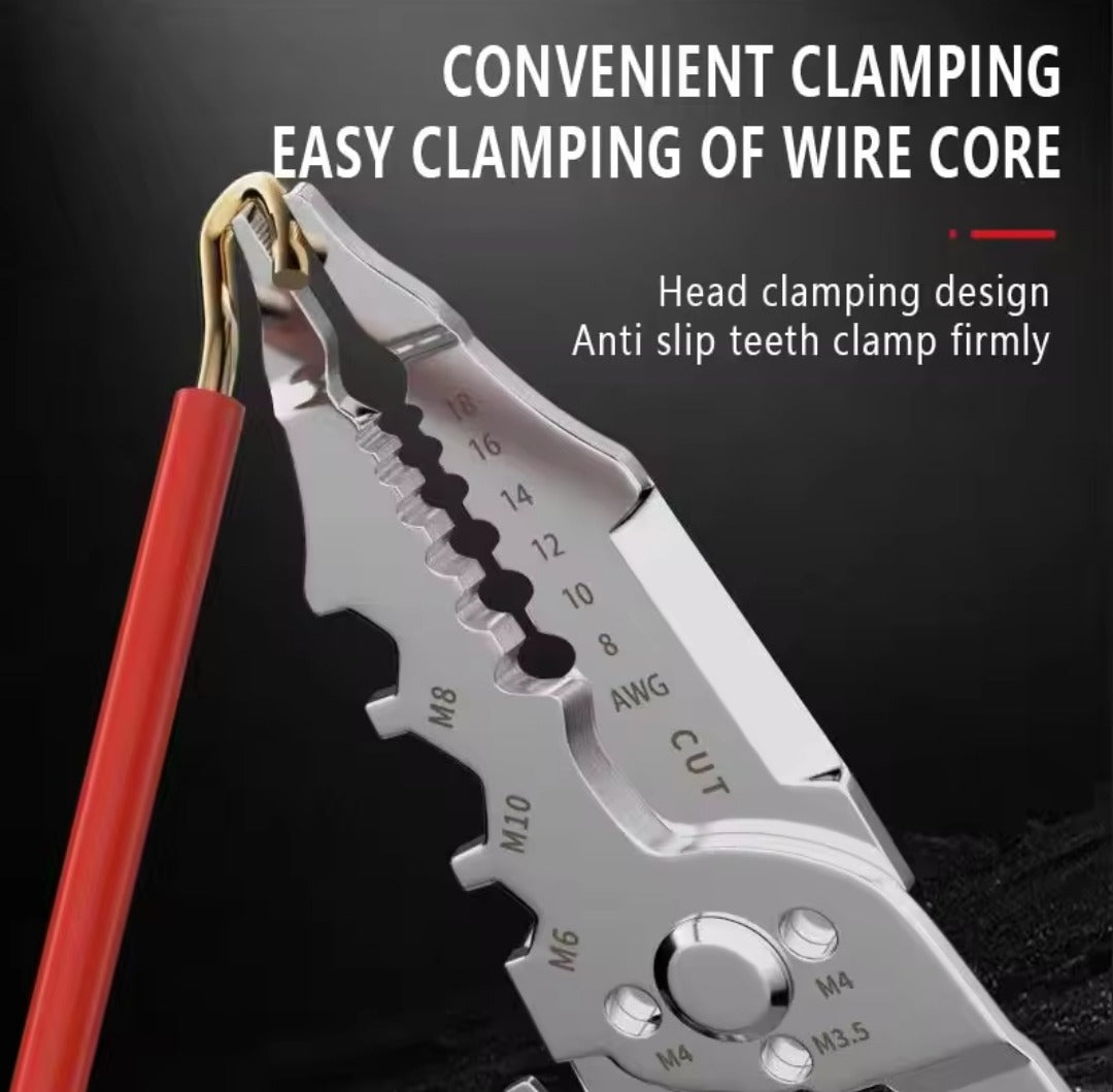 multi function wire stripper  tool, screwdriver tool, electrician tool kit, wire cutting tool, cable stripping tool, handy electrical tool, home repair tool, DIY electrical kit, multi purpose electrician tool