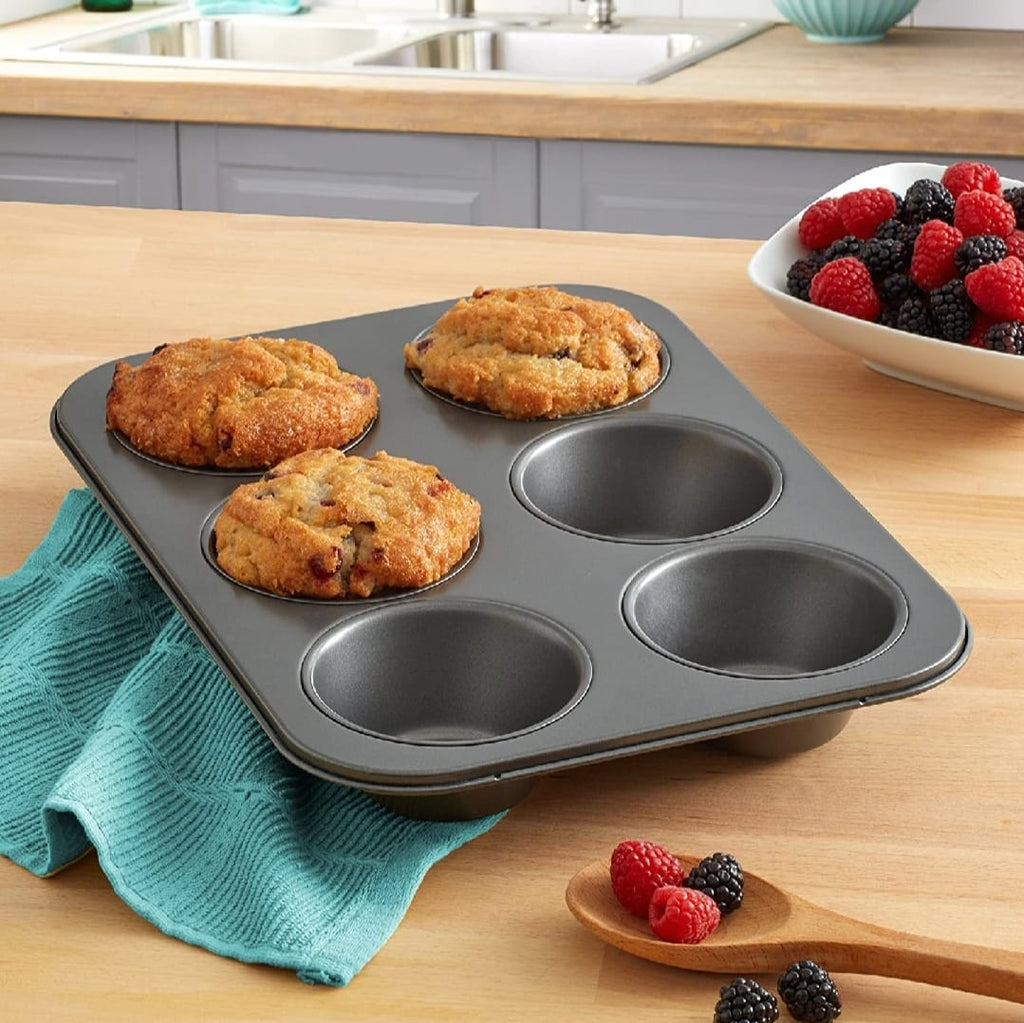 6-Cup Muffin Pan | Non Stick Bakeware for Muffins, Cakes, Mini Pies