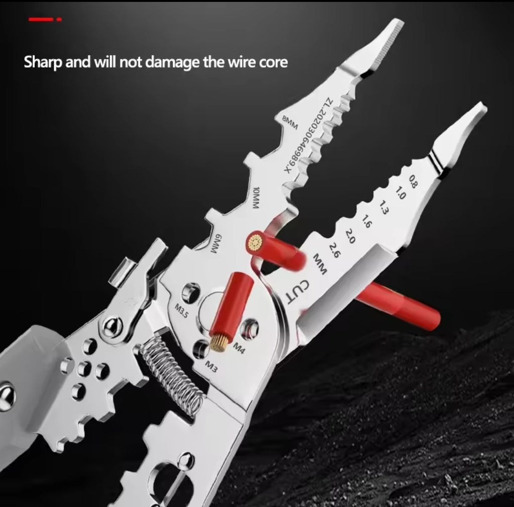 multi function wire stripper  tool, screwdriver tool, electrician tool kit, wire cutting tool, cable stripping tool, handy electrical tool, home repair tool, DIY electrical kit, multi purpose electrician tool