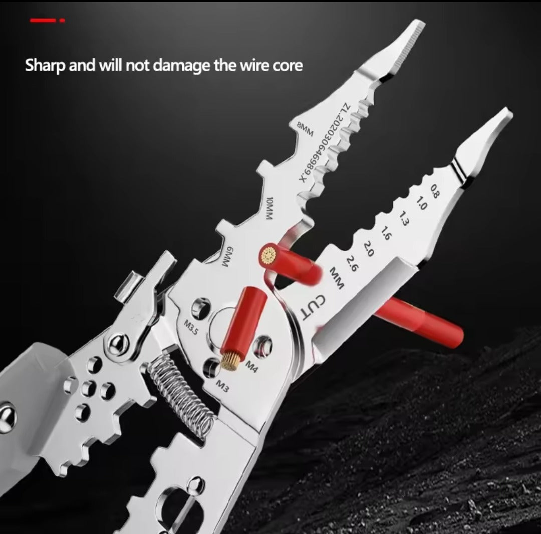 multi function wire stripper  tool, screwdriver tool, electrician tool kit, wire cutting tool, cable stripping tool, handy electrical tool, home repair tool, DIY electrical kit, multi purpose electrician tool