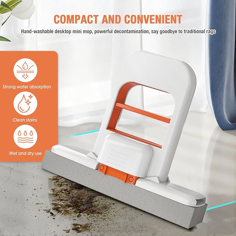 Foldable Mini Mop for Kitchen, Bathroom, Car & Glass
