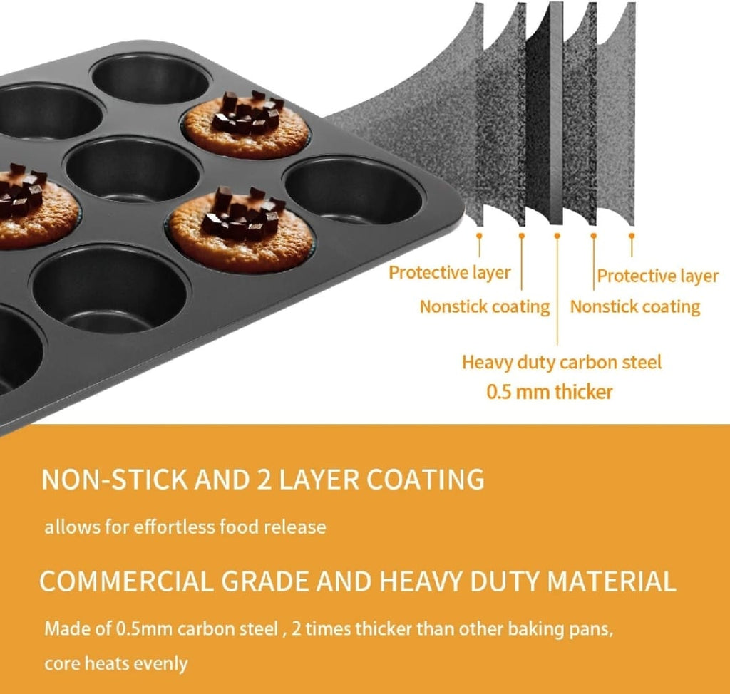 6-Cup Muffin Pan | Non Stick Bakeware for Muffins, Cakes, Mini Pies