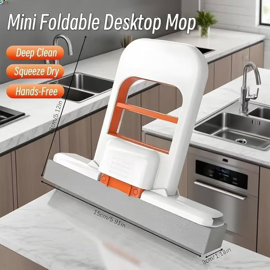 Foldable Mini Mop for Kitchen, Bathroom, Car & Glass