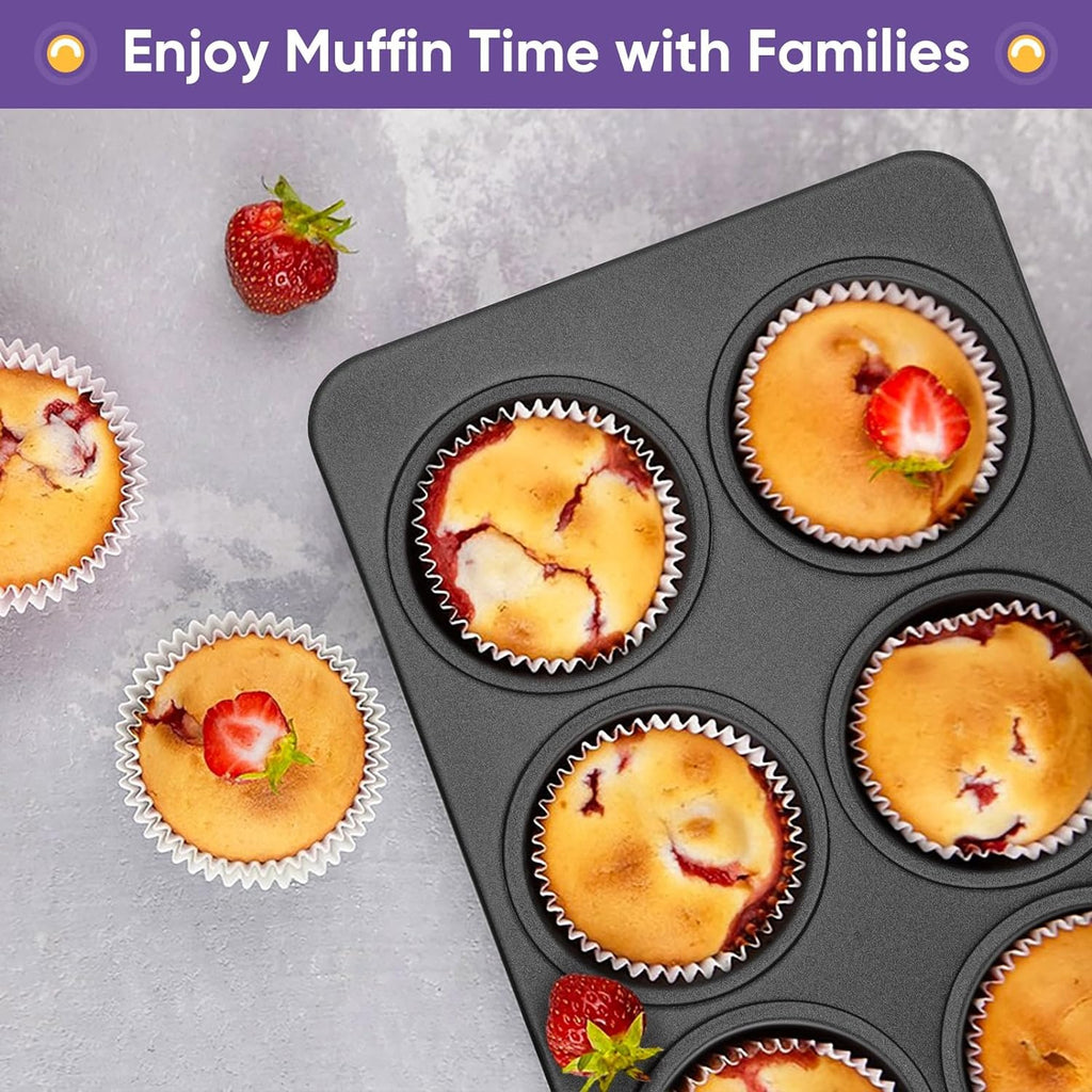 6-Cup Muffin Pan | Non Stick Bakeware for Muffins, Cakes, Mini Pies