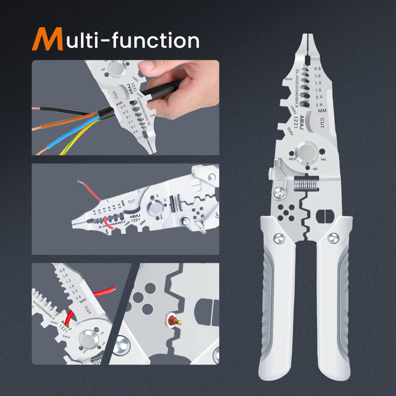 multi function wire stripper  tool, screwdriver tool, electrician tool kit, wire cutting tool, cable stripping tool, handy electrical tool, home repair tool, DIY electrical kit, multi purpose electrician tool