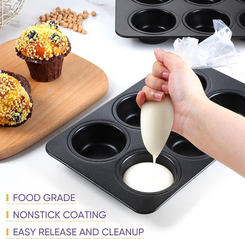 6-Cup Muffin Pan | Non Stick Bakeware for Muffins, Cakes, Mini Pies